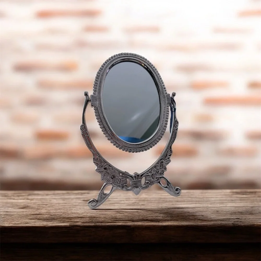 Elegant Silver Oval Vanity Mirror brass adjustable